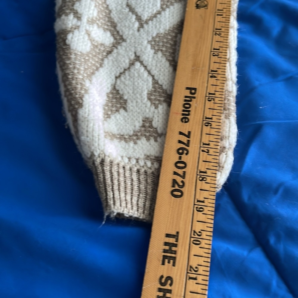 Partners by Mervyn’s medium beige and white vintage cardigan 3/4 sleeve - Picture 8 of 9